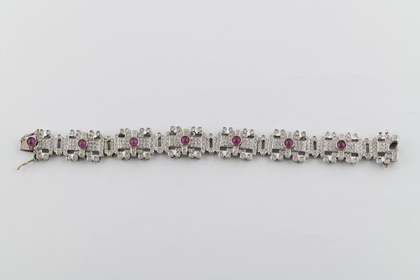 Bracciale oro bianco e rubini