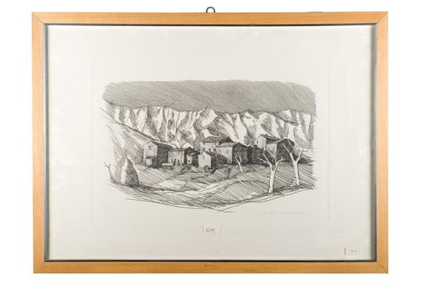 Paolo Manaresi - Mountain landscape with houses
