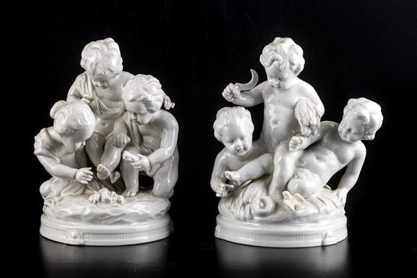 Due gruppi in porcellana Capodimonte