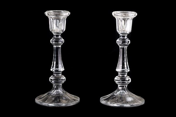 Pair of crystal candle holders