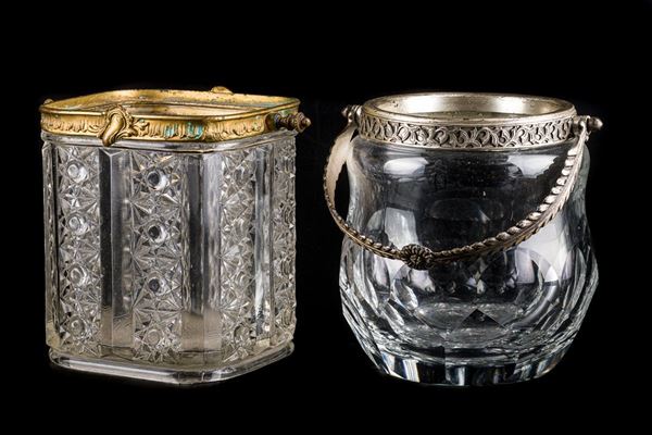 Two cut crystal ice buckets