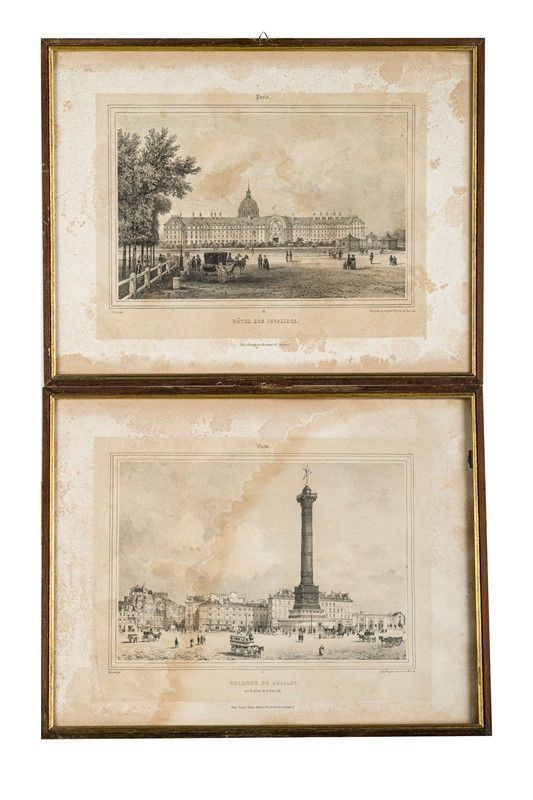 Jean Jacottet - Pair of engravings with Parisian views