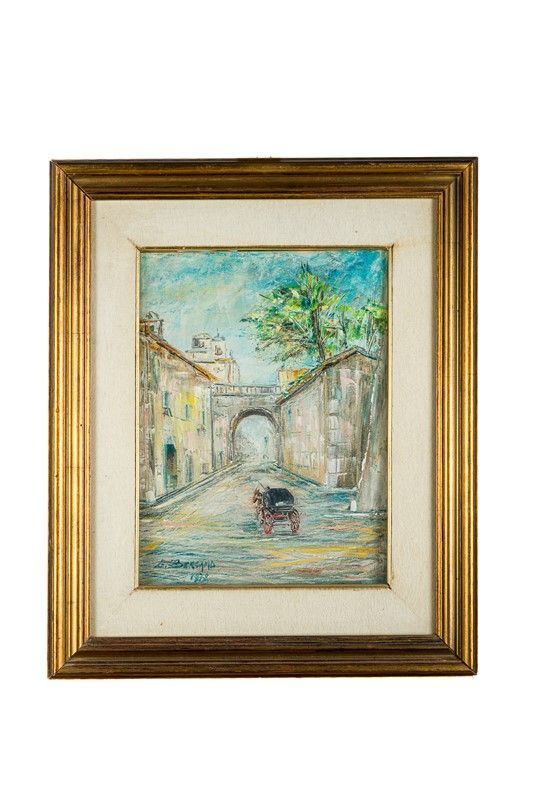 Scorcio di paese con carretto