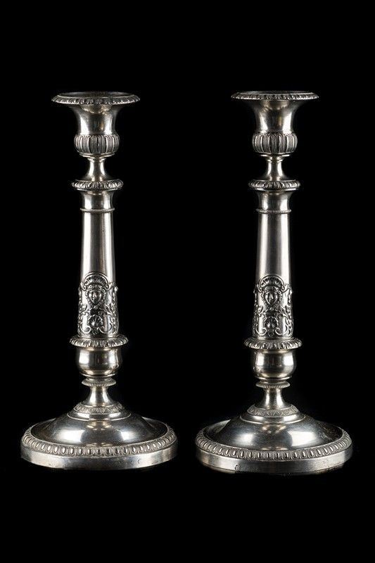 Pair of silver candle holders