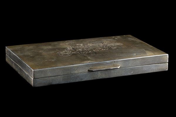 Box in wood and 800 silver