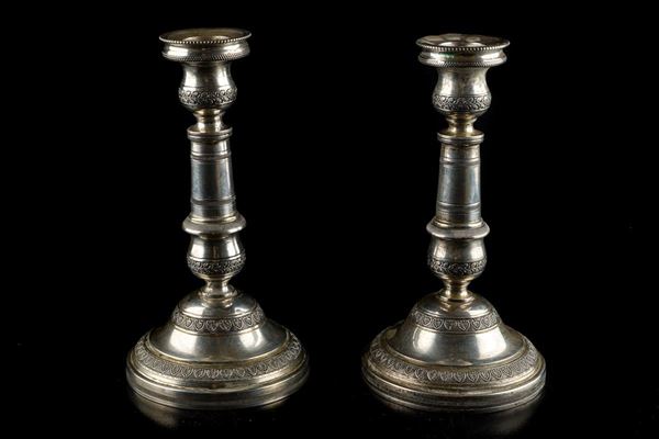 Pair of 800 silver candlesticks
