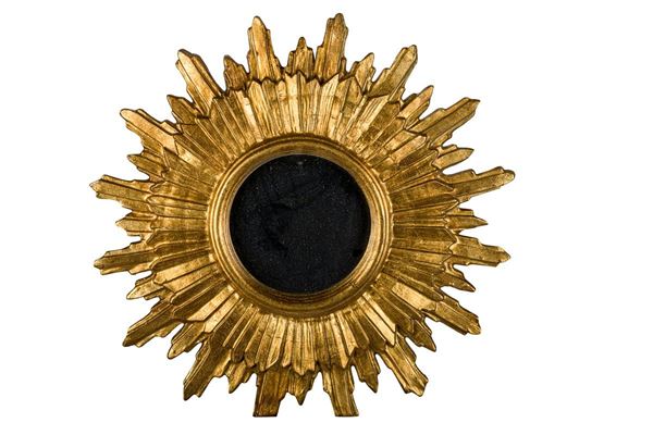 Specchiera tonda in legno dorato