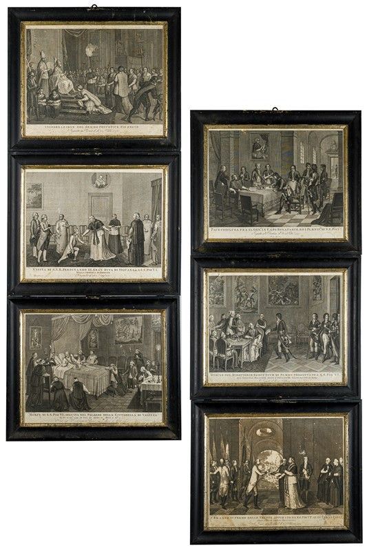 Six prints depicting events from the life of Saint Pius VI