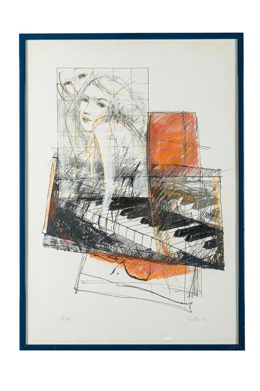 Mimmo Rotella - Su pianos