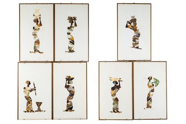 Serie di sette immagini di donne africane
