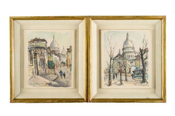 Ren&#233; Leforestier - Pair of city views