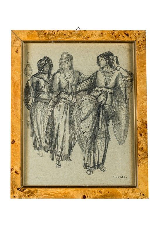 Emanuele Luzzati - Female figures in theatrical costume