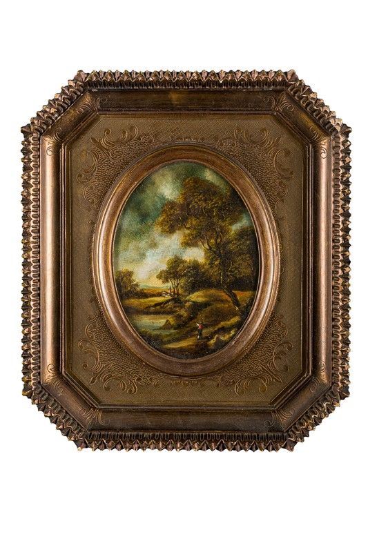 Country landscape with wayfarer