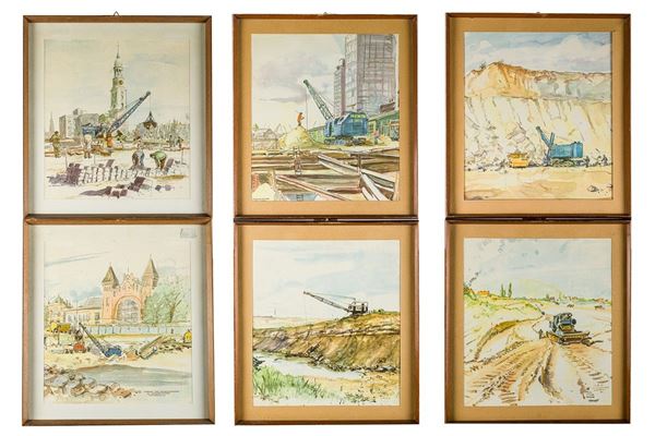 Hilde Hudemann - Six construction prints