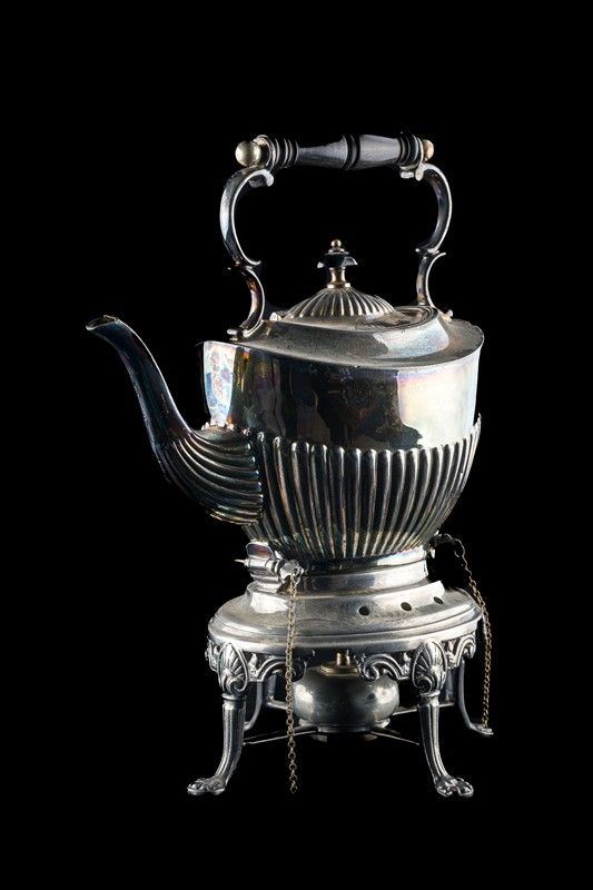 Sheffield teapot with spirit stove