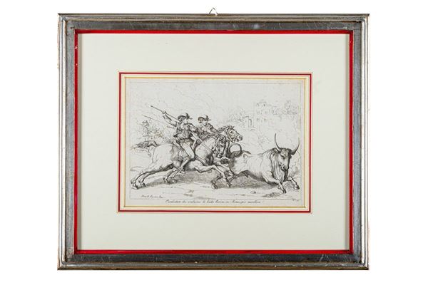 Bartolomeo Pinelli - Cavalcature che conducono le bestie bovine in Roma, per macellare