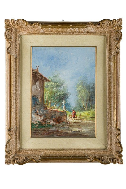 Athos Renzo Brioschi - Rural road with figures
