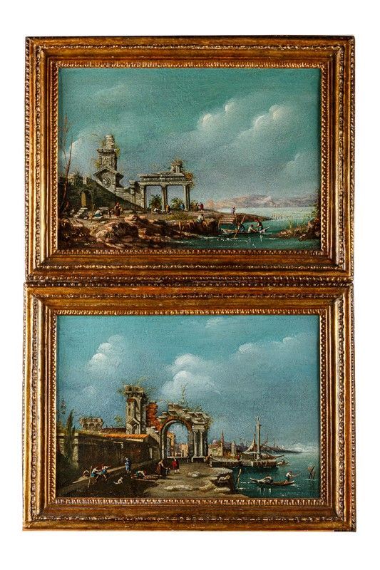 Francesco Guardi (cerchia di) - Pair of Venetian whims