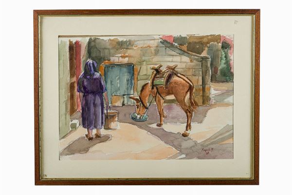 Mario Puopolo - Rural scene with donkey