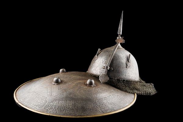 Pair of Khula Khud and Sipar (helmet and shield)