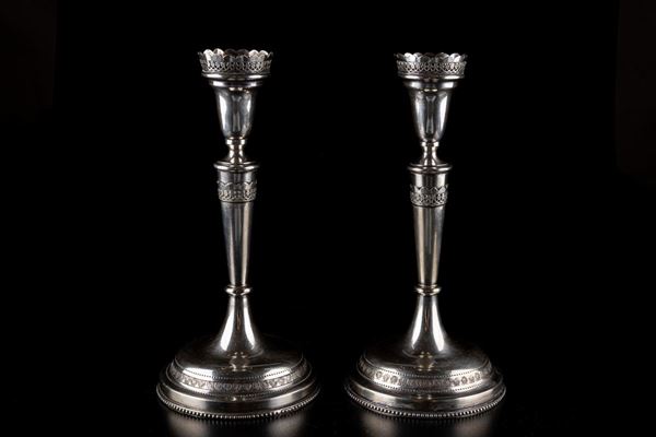 Pair of 800 silver candlesticks