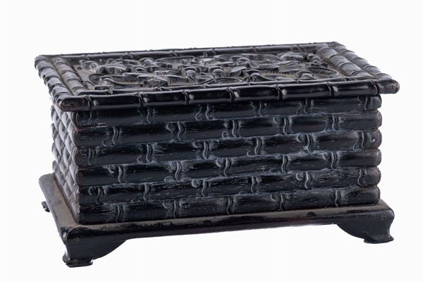 Carved hardwood box (possibly zitan)