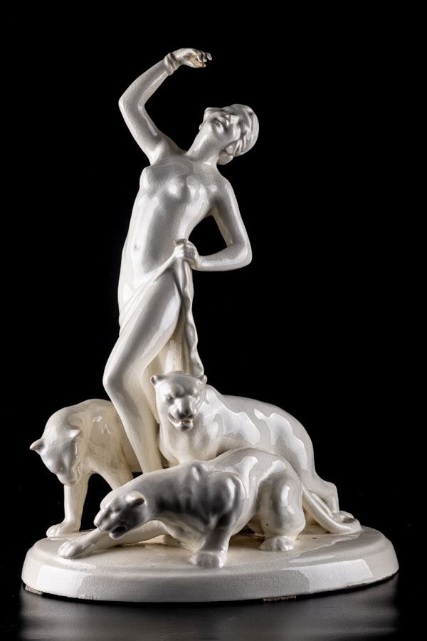 Woman with lions