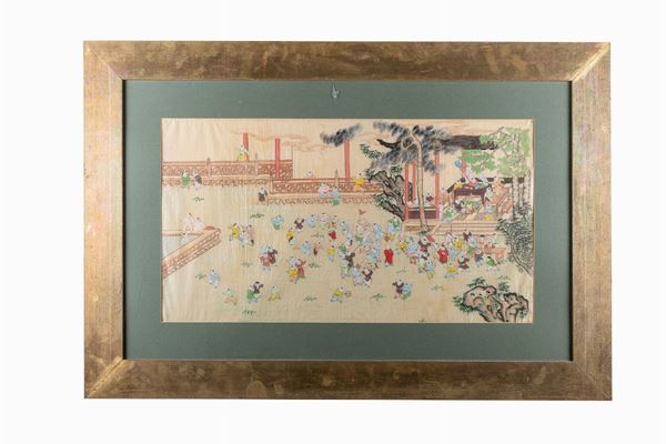 Chinese fabric depicting children