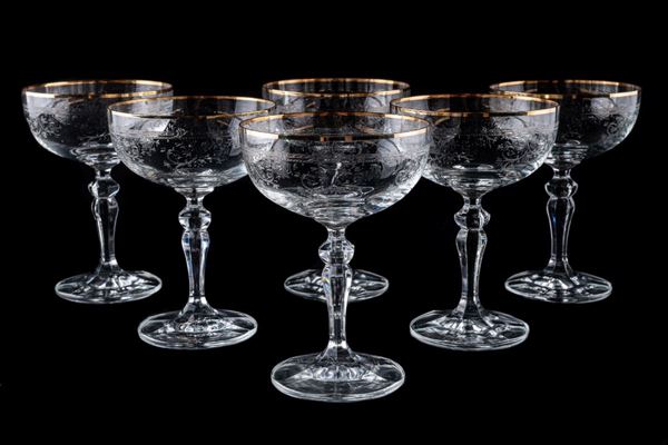 Lot of 6 crystal champagne glasses