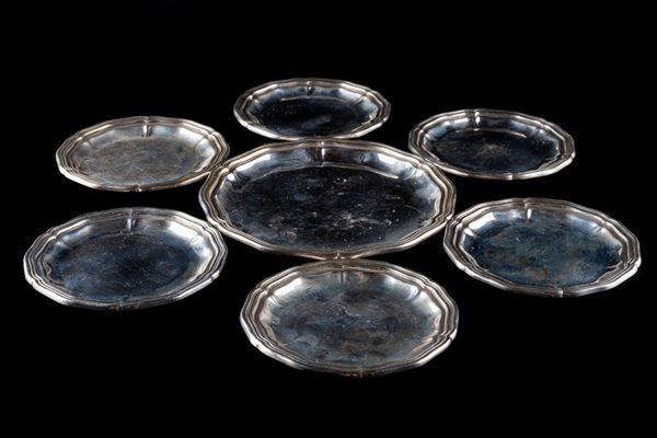 Lot of seven 800 silver coasters