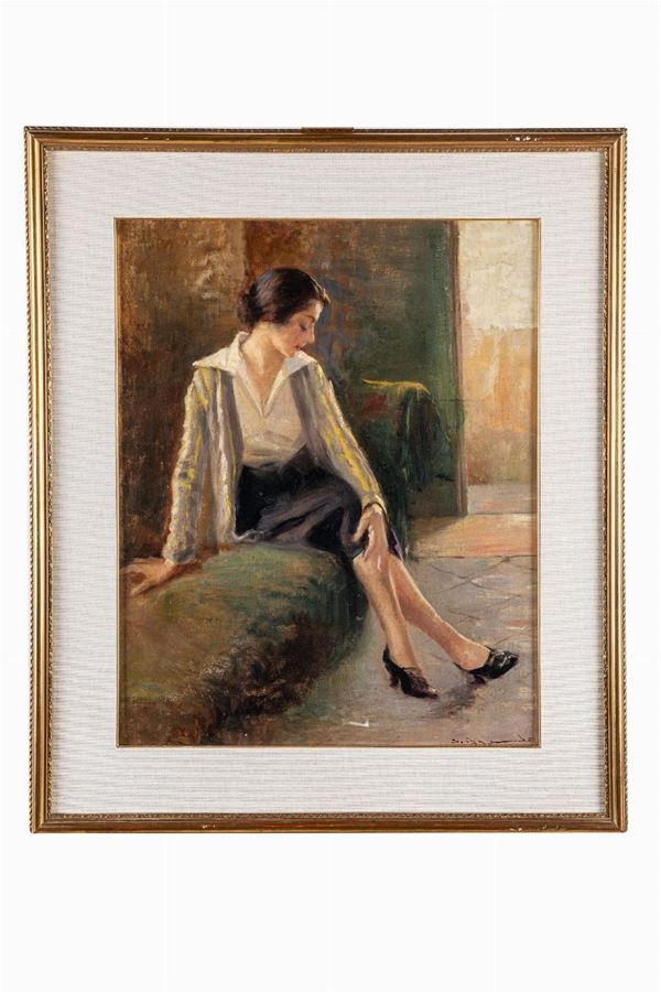 Portrait of seated woman