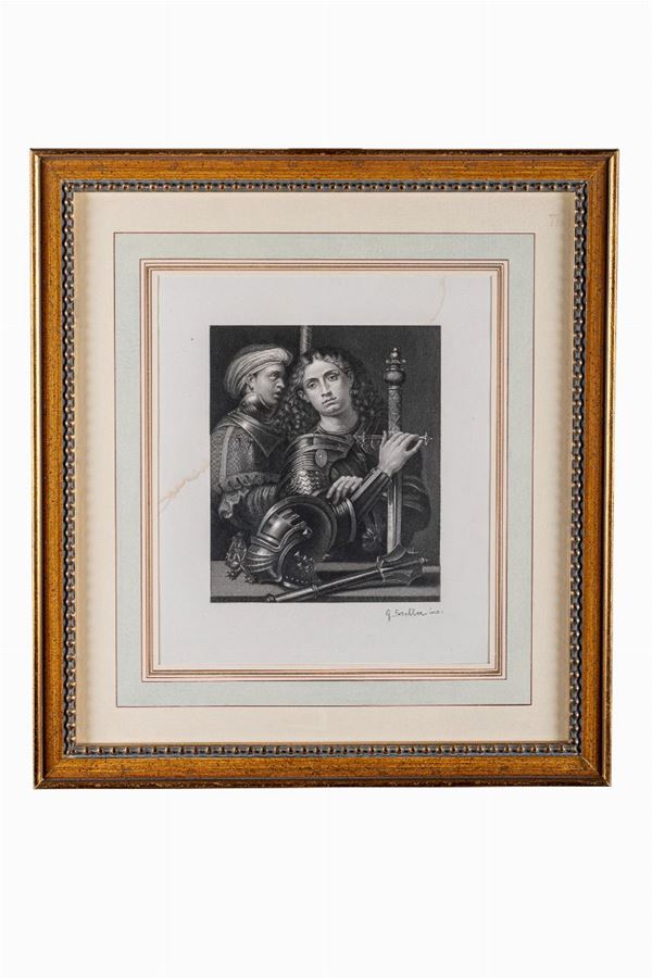 Giovanni Fosella - Portrait of a warrior with a squire called &quot;Gattamelata&quot;, from Giorgione