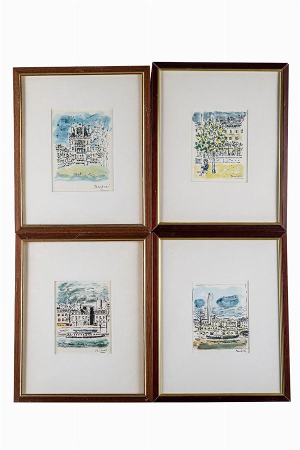 Orfeo Tamburi - Lot of 4 views of Paris