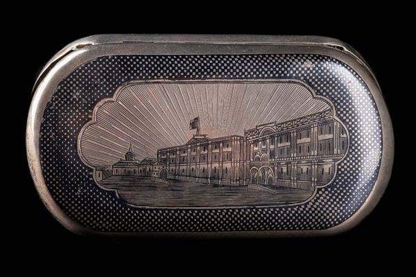 Cigarette case in silver and niello