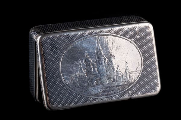 Snuffbox in silver and niello