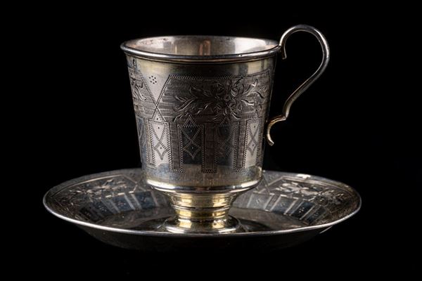 Cup with saucer in silver