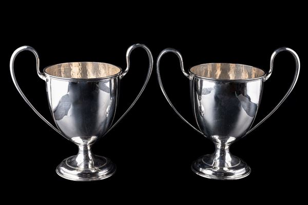 Pair of love cups in silver