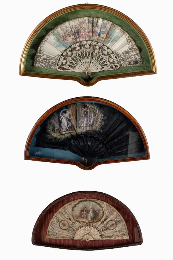 Lot of 3 painted fans
