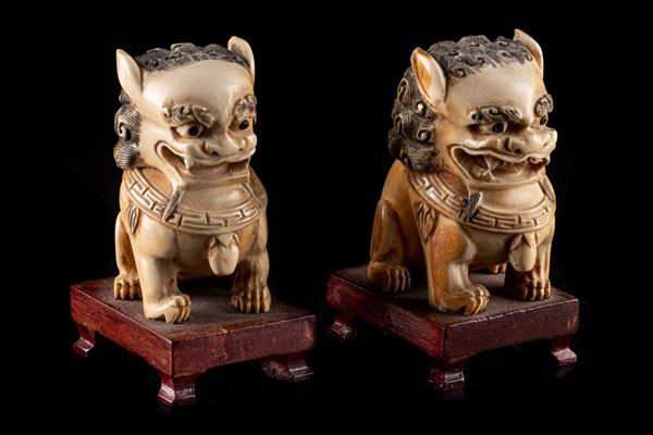 Pair of dog from Fo, oriental manufacture