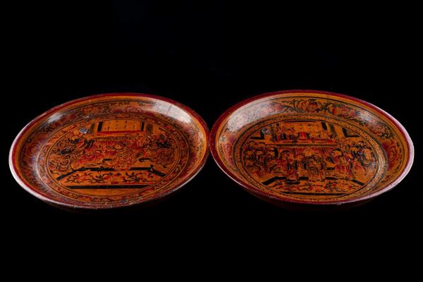 Pair of wooden plates