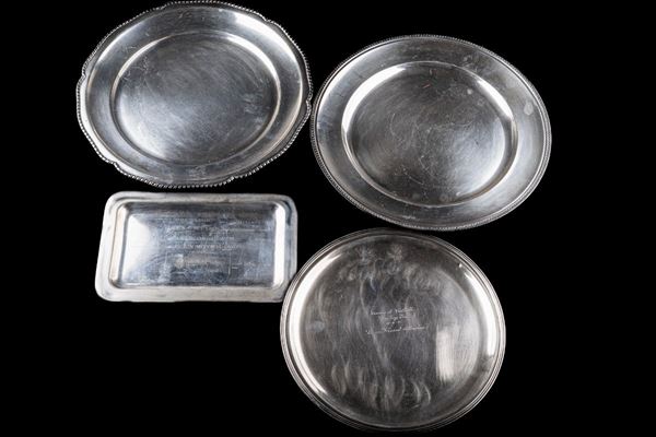 Lot of 4 silver trays