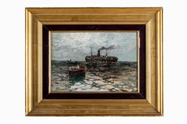 Ships with stormy skies