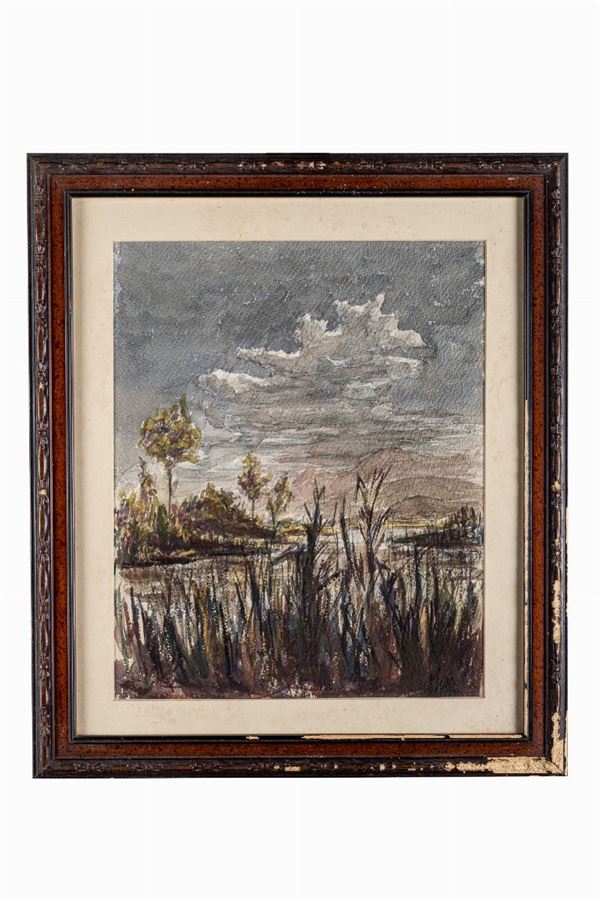 Painter of the twentieth century - View of a reed bed on the river