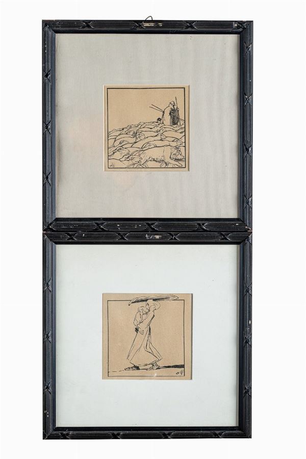 Duilio Cambellotti - Pair of &quot;Pastorale&quot; and &quot;Il Pane&quot; Woodcuts