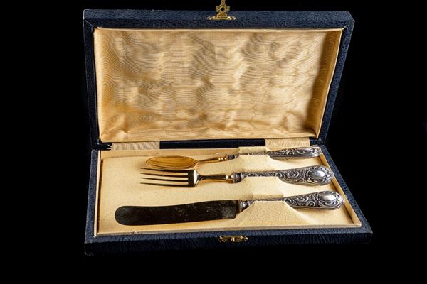 Set di posate da colazione in argento dorato