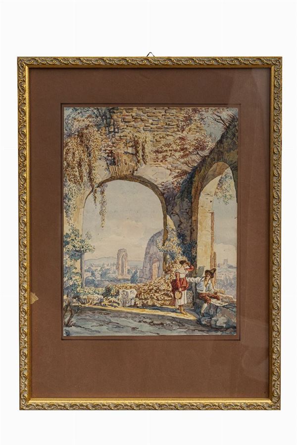 Couple with ruins background