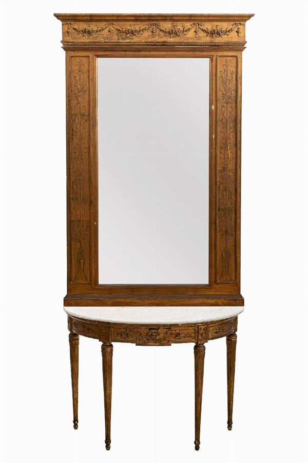 Crescent console with mirror
