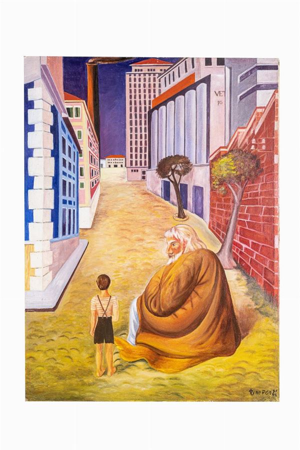 Pino Ponti - Industrial landscape with characters