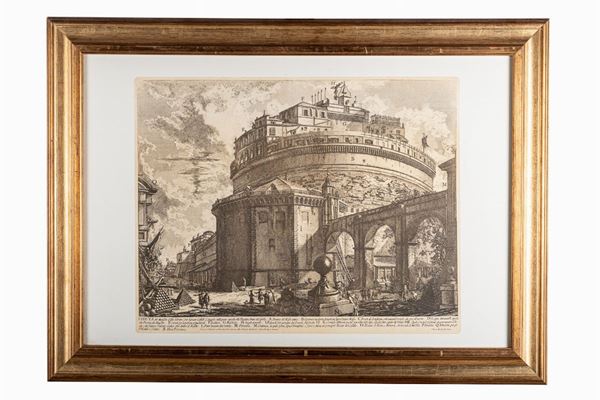 Giovanni Battista  Piranesi - View of the Mausoleum of Elio Adriano on the opposite side of the facade inside the Castle
