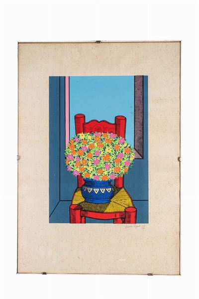 Sedia con Vaso di Fiori